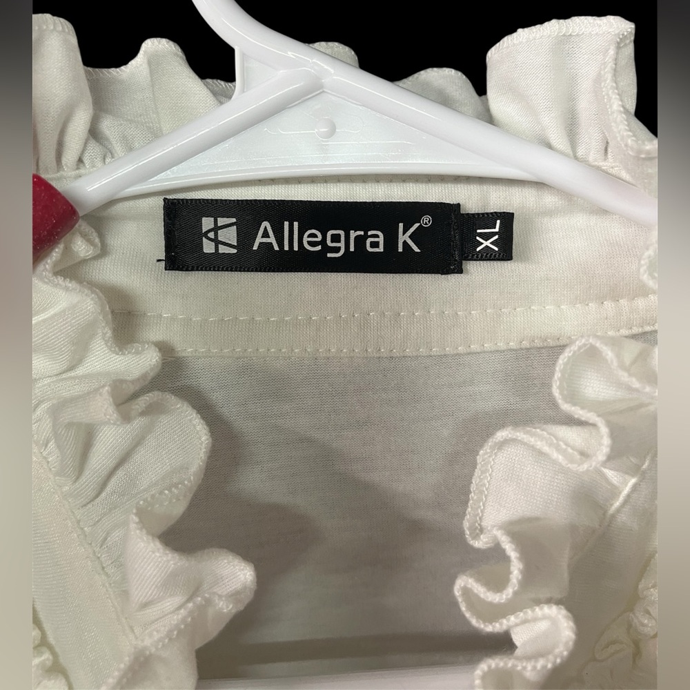 Allegra K White Ruffled Blouse - Picture 3 of 3